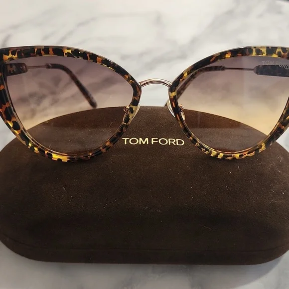 NEW Authentic Tom Ford Anjelica-02 Leopard Cat Eye Sunglasses - Picture 6 of 9